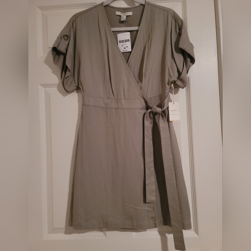 Forever 21 Olive Green Wrap Dress - Medium